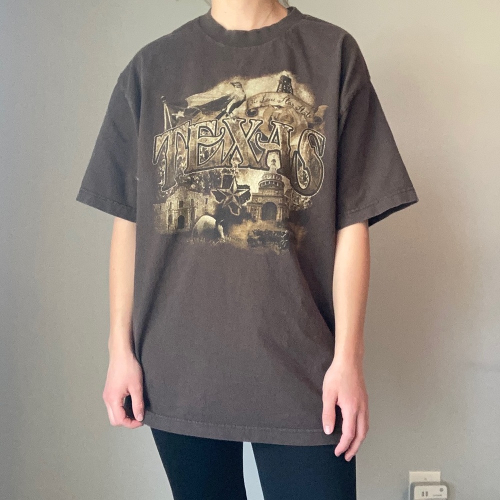Brown + Tan Texas Lone Star State Short Sleeved Tee